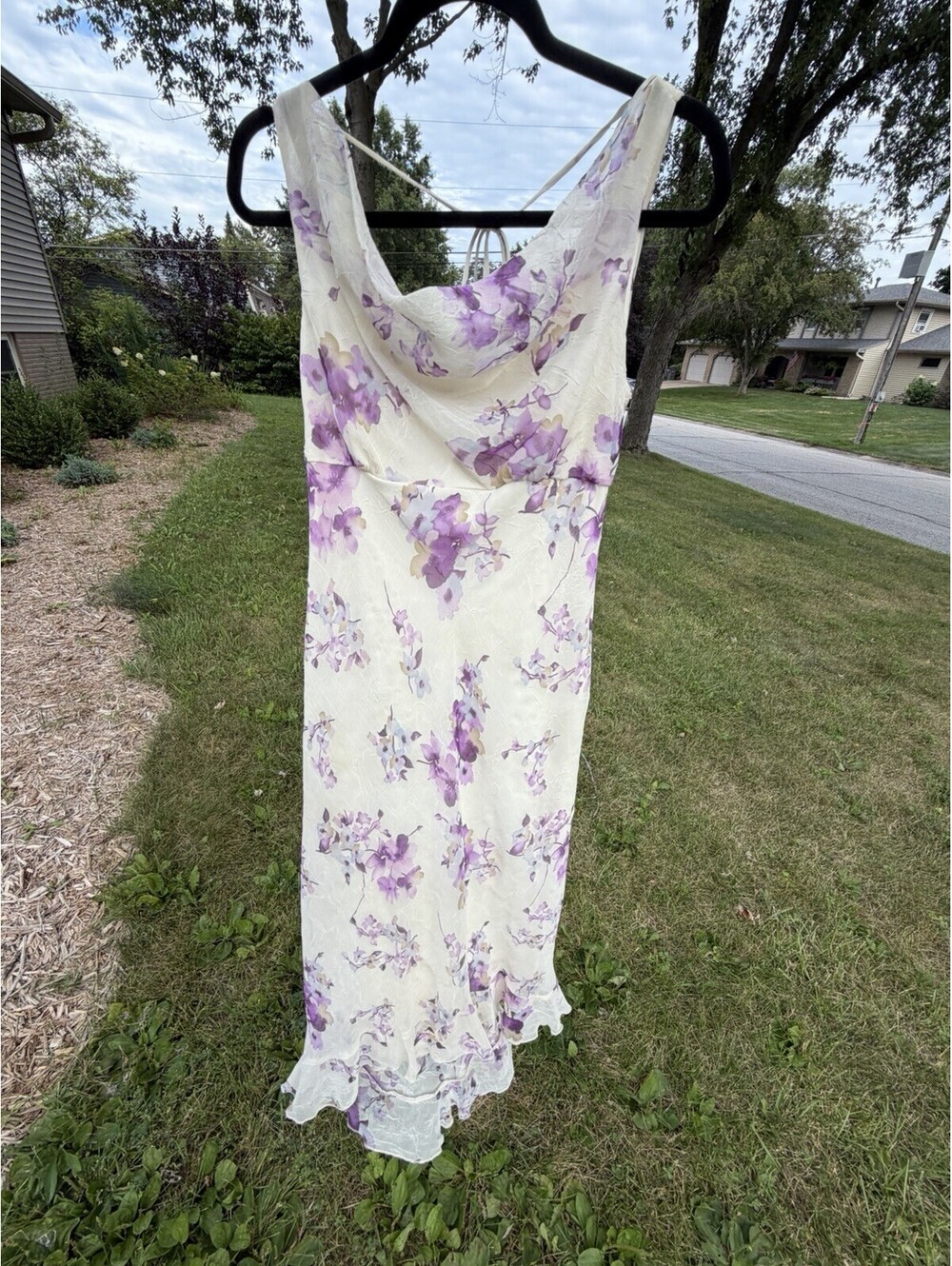 Women’s Y2K Be Smart Fairy Festival Dress White Purple Floral 90s Size 7/8